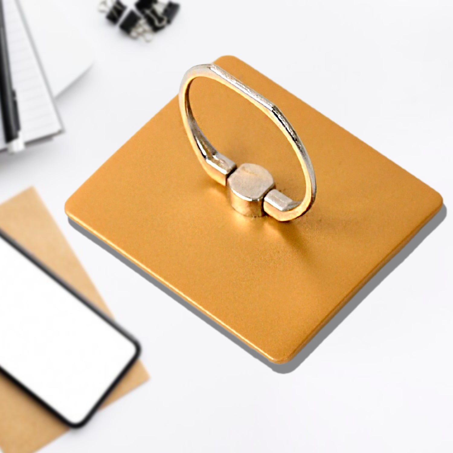 360ยฐ rotating phone ring stand with grip